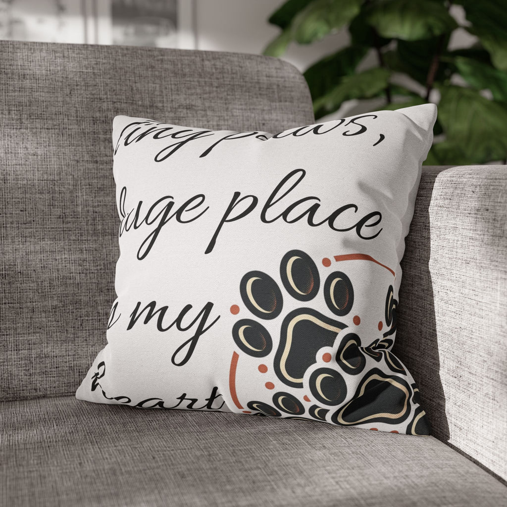 Pet Paw Print Throw Pillow — “Tiny Paws, Huge Place in My Heart” Decorative Cushion