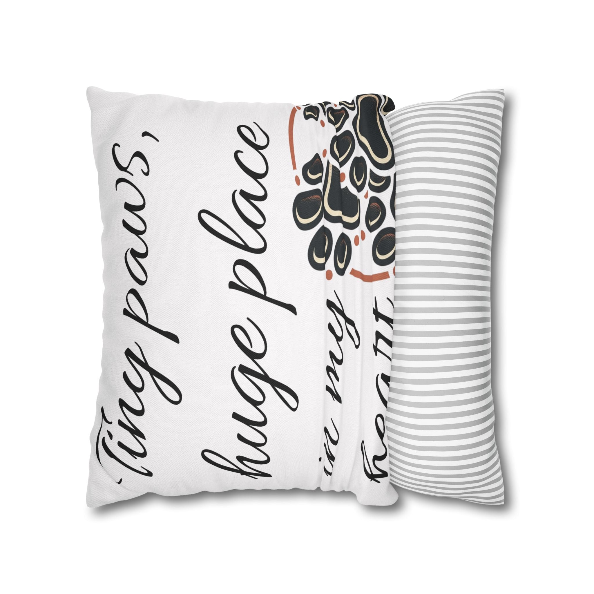 Pet Paw Print Throw Pillow — “Tiny Paws, Huge Place in My Heart” Decorative Cushion