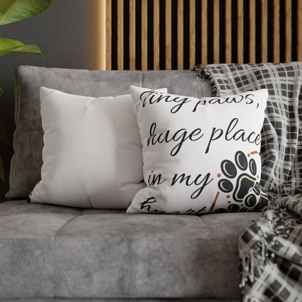 Pet Paw Print Throw Pillow — “Tiny Paws, Huge Place in My Heart” Decorative Cushion