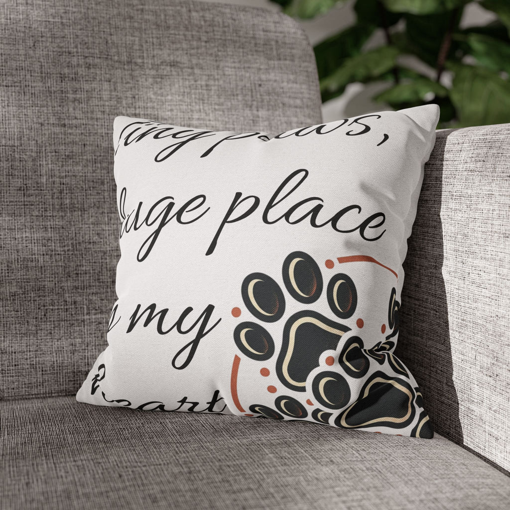 Pet Paw Print Throw Pillow — “Tiny Paws, Huge Place in My Heart” Decorative Cushion