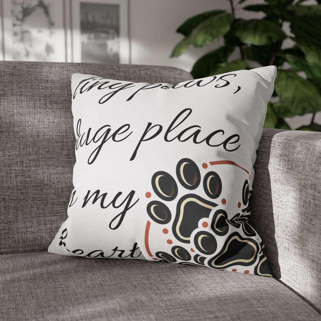 Pet Paw Print Throw Pillow — “Tiny Paws, Huge Place in My Heart” Decorative Cushion