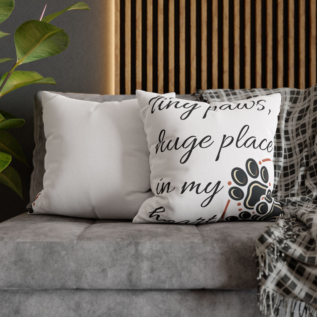 Pet Paw Print Throw Pillow — “Tiny Paws, Huge Place in My Heart” Decorative Cushion