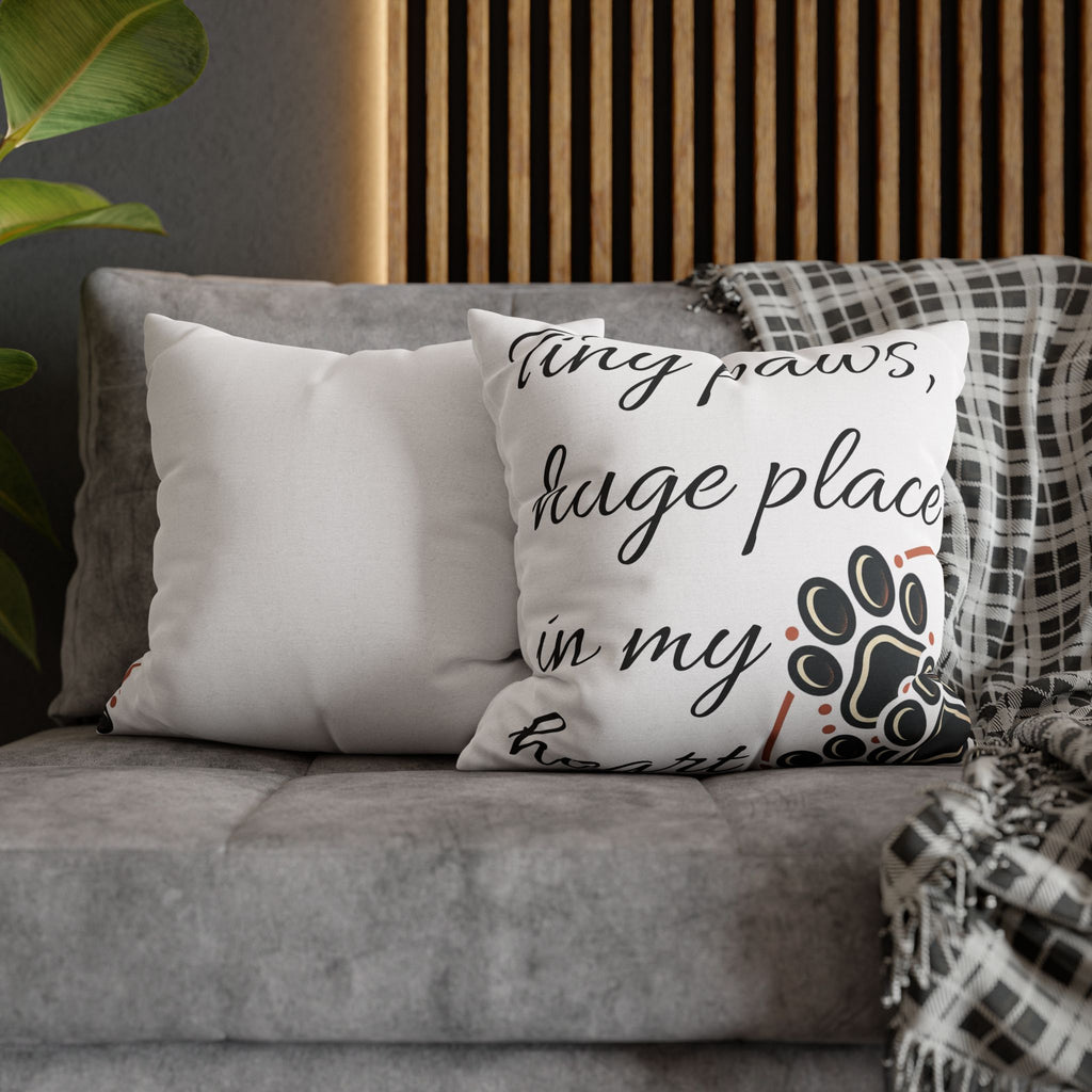 Pet Paw Print Throw Pillow — “Tiny Paws, Huge Place in My Heart” Decorative Cushion