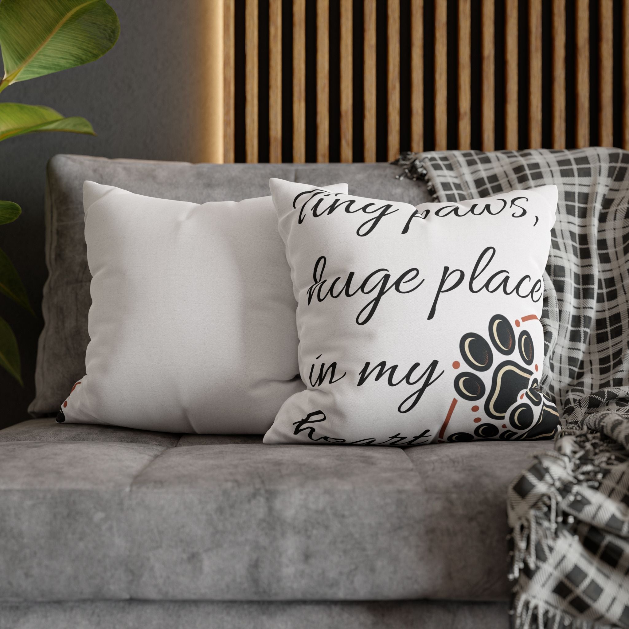 Pet Paw Print Throw Pillow — “Tiny Paws, Huge Place in My Heart” Decorative Cushion