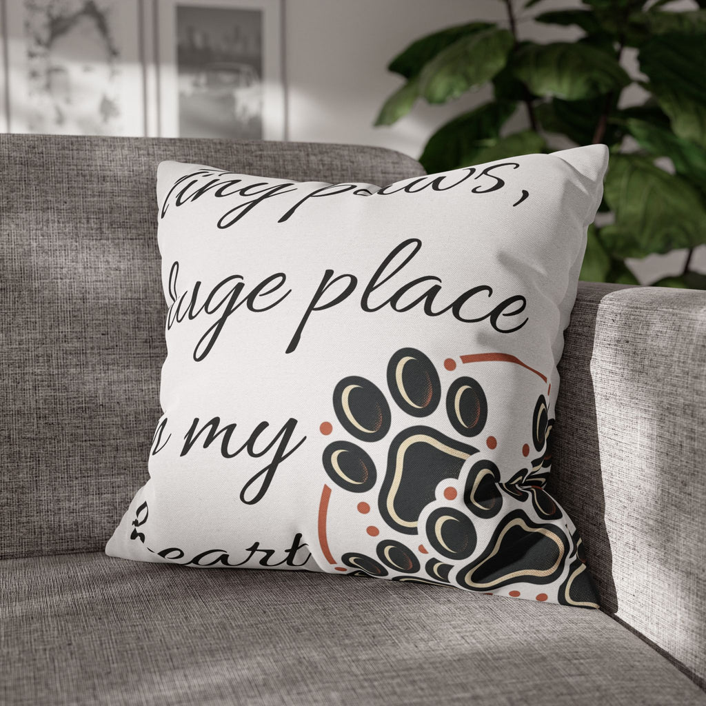 Pet Paw Print Throw Pillow — “Tiny Paws, Huge Place in My Heart” Decorative Cushion